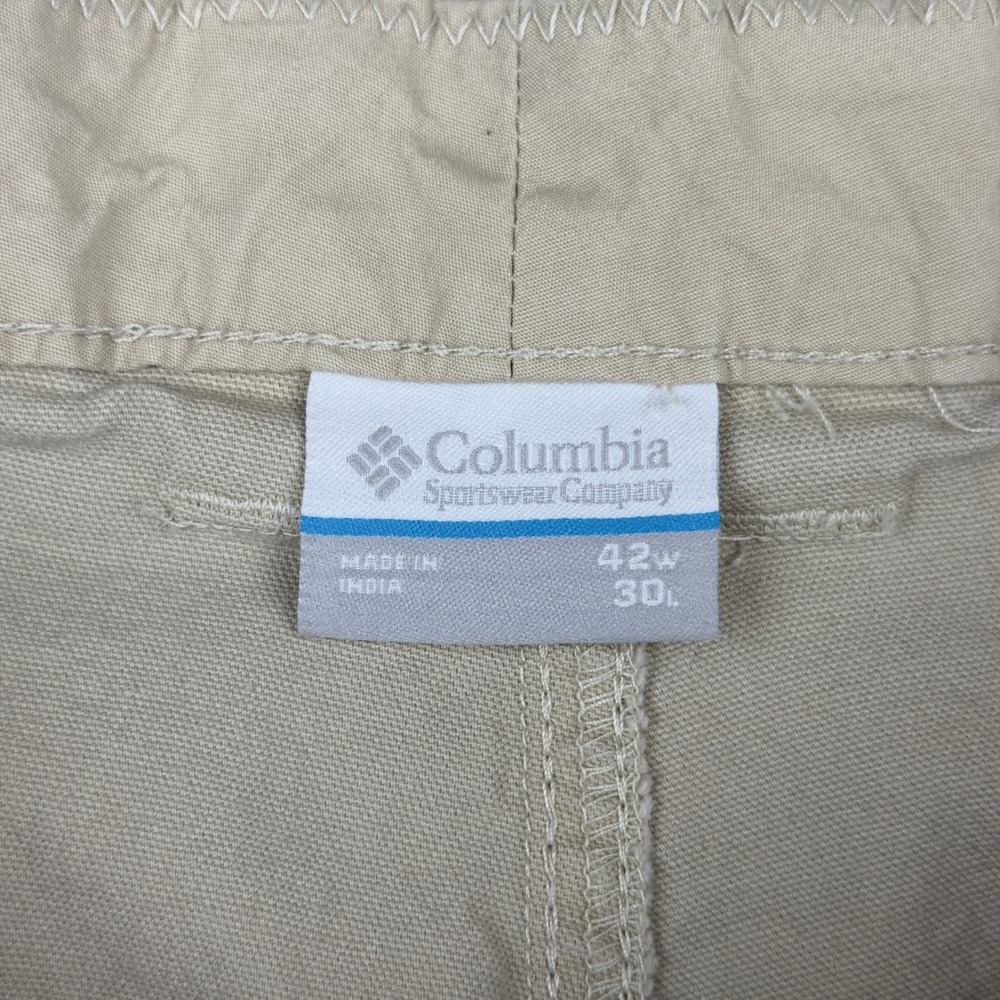 Columbia Mens 42x30 Regular Fit Chino Utility Pants Tan Khaki AM0183 Stretch - Picture 4 of 10